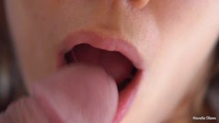 Her Sensual Lips & Tongue Make Him Cum In Mouth, Super Closeup 4k
