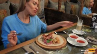 Public Blowjob Under The Table In The Restaurant. Cum In Mouth.