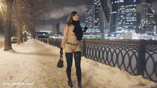 Jeny Smith Nude In Snow Fall Walking Through The City