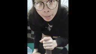 Hacked Cute Asian Penis Give Head With Slowmo Facial On Glasses