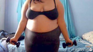 Fat Plus Sized Angel Babe Works Out And Plays With Her Jiggly Belly