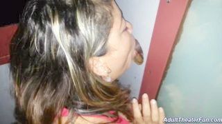 Latina Housewife Sucks Strangers Thru Seedy Pornography Booth Gloryhole